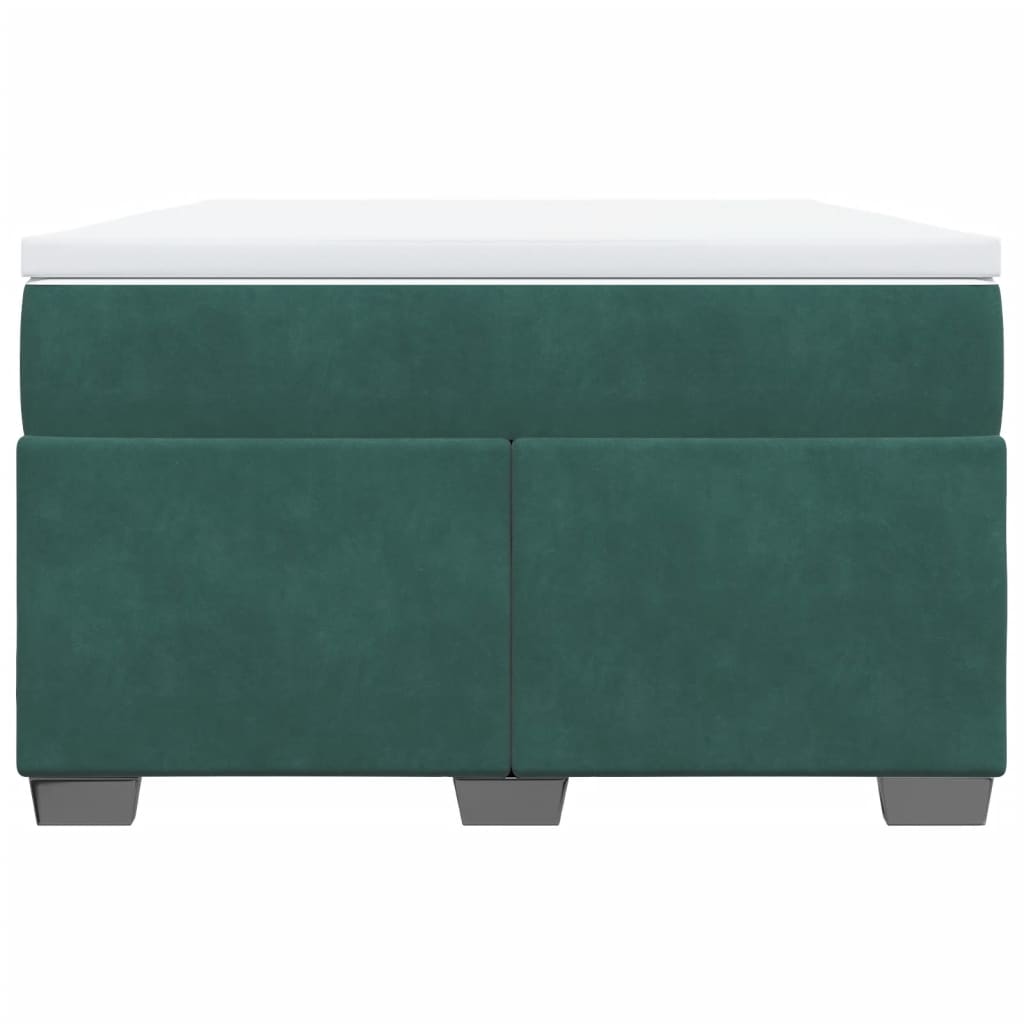 vidaXL Pat box spring cu saltea, verde închis, 120x190 cm, catifea