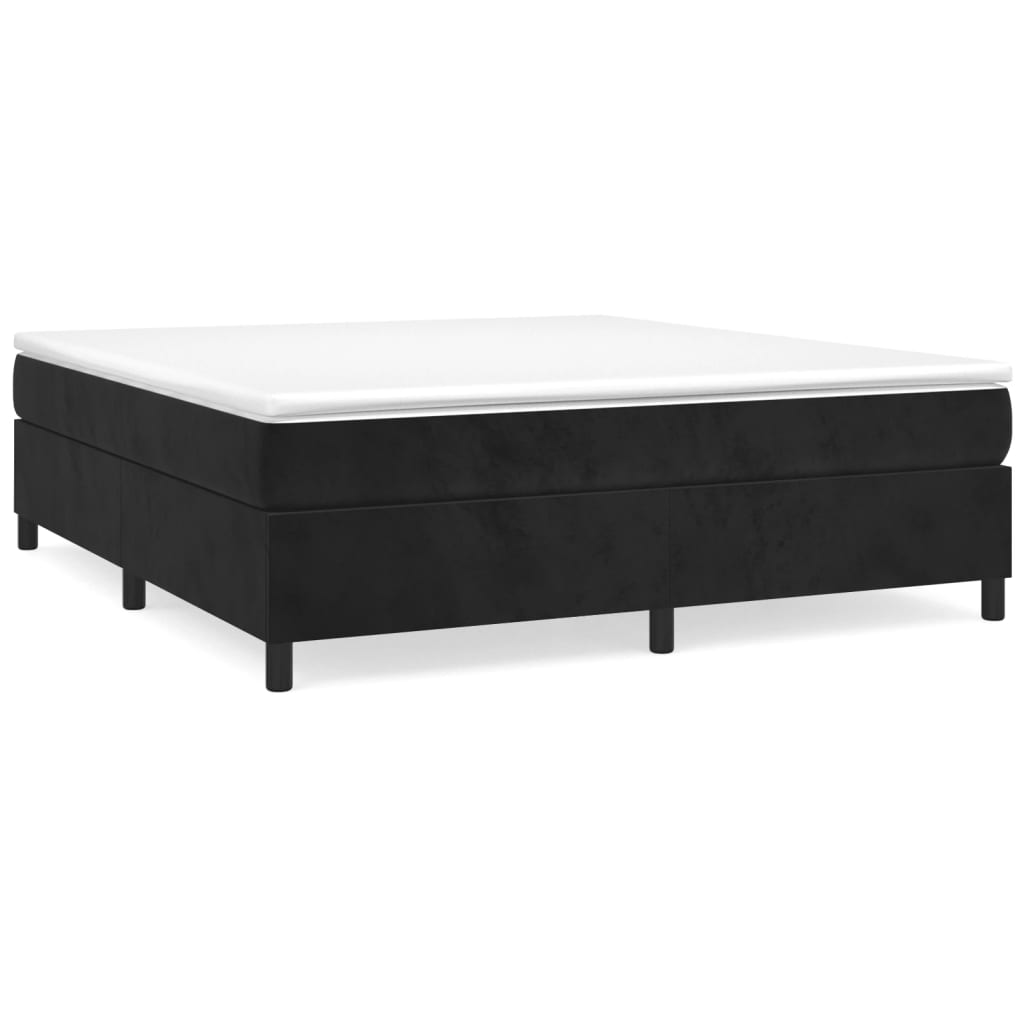 vidaXL Pat box spring cu saltea, negru, 180x200 cm, catifea