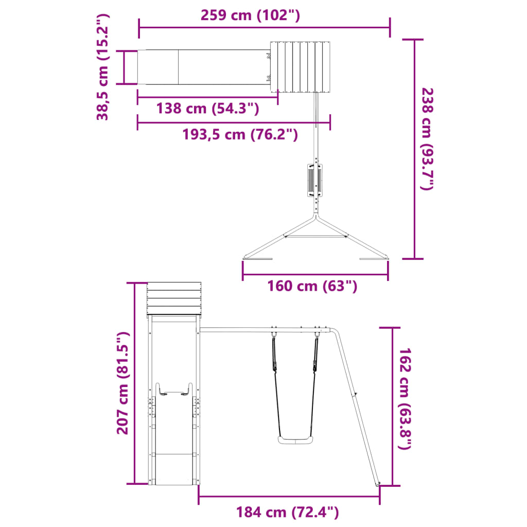 vidaXL Set de joacă pentru exterior, lemn de pin impregnat