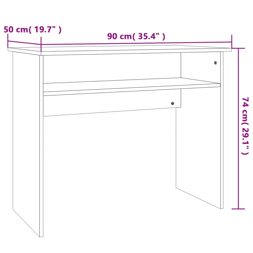 vidaXL Birou, gri beton, 90 x 50 x 74 cm, lemn prelucrat