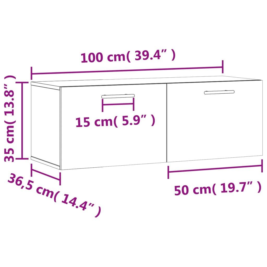 vidaXL Dulap de perete, stejar fumuriu, 100x36,5x35 cm, lemn prelucrat