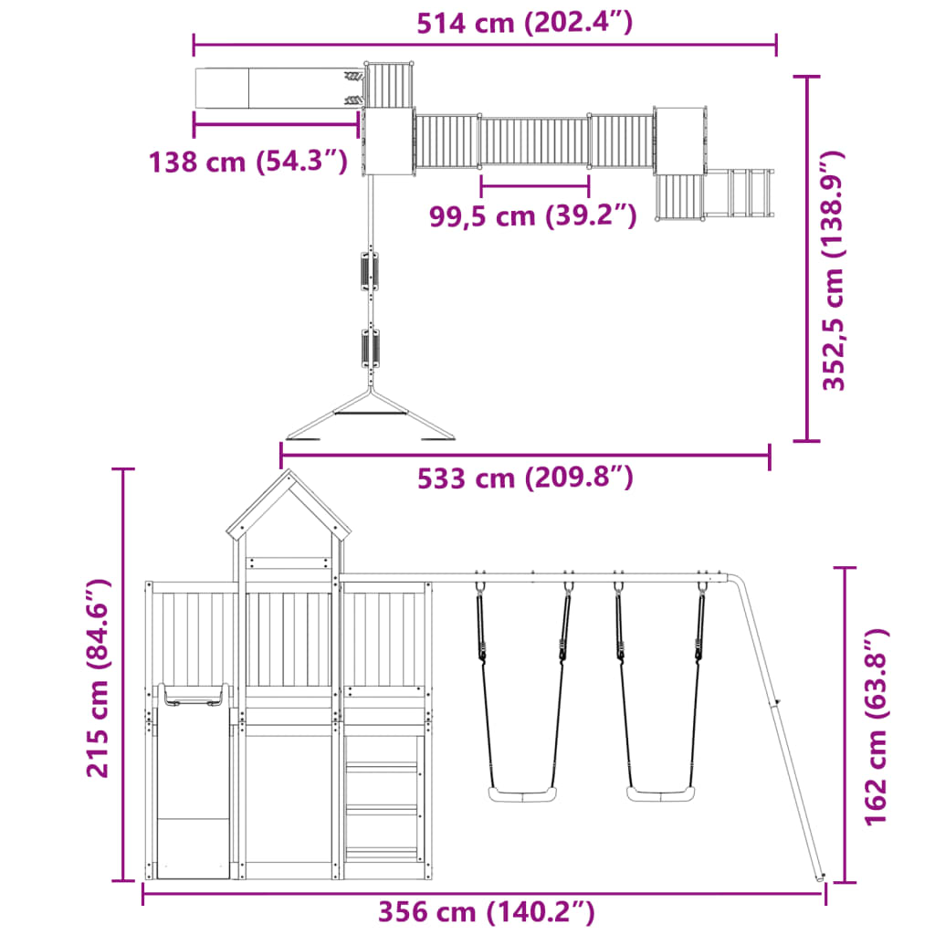 vidaXL Set de joacă pentru exterior, lemn masiv de douglas