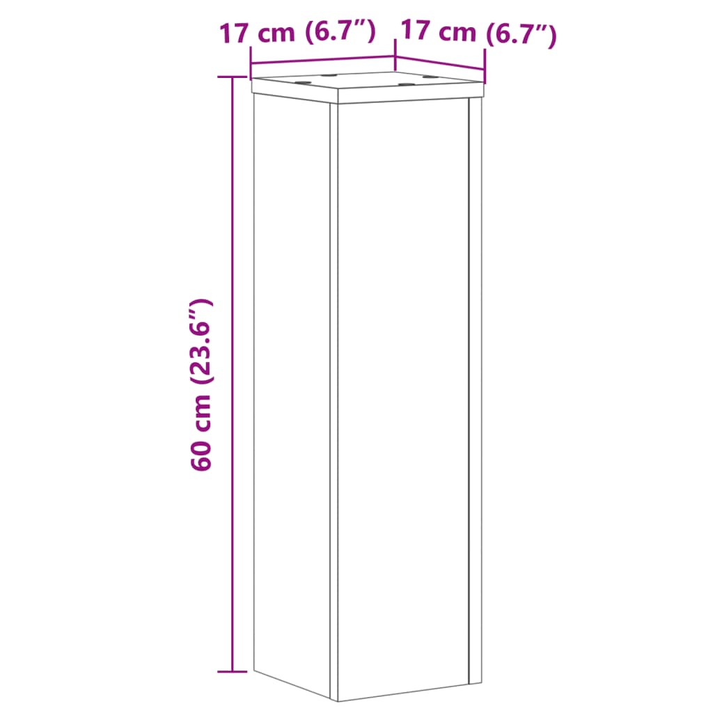 vidaXL Suporturi de plante, 2 buc., negru, 17x17x60 cm, lemn prelucrat