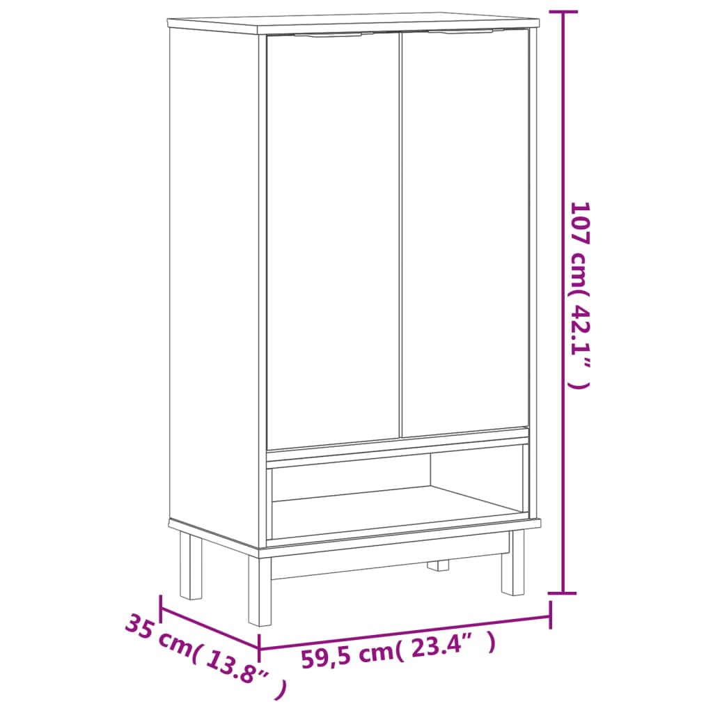 vidaXL Dulap pantofi „FLAM” 59,5x35x107 cm, lemn masiv de pin