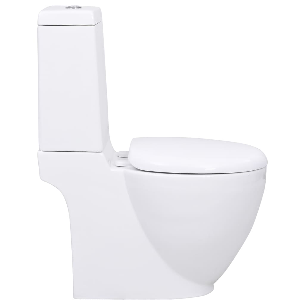 vidaXL Vas WC toaletă de baie, alb, ceramică, rotund, flux inferior