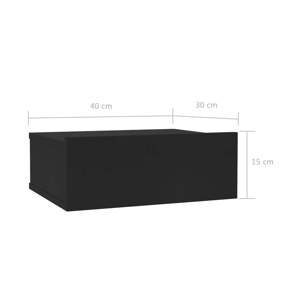 vidaXL Noptiere suspendate, 2 buc., negru, 40x30x15 cm, lemn prelucrat