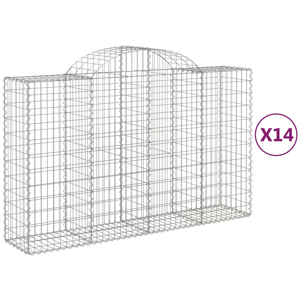 vidaXL Coșuri gabion arcuite 14 buc, 200x50x120/140 cm,fier galvanizat