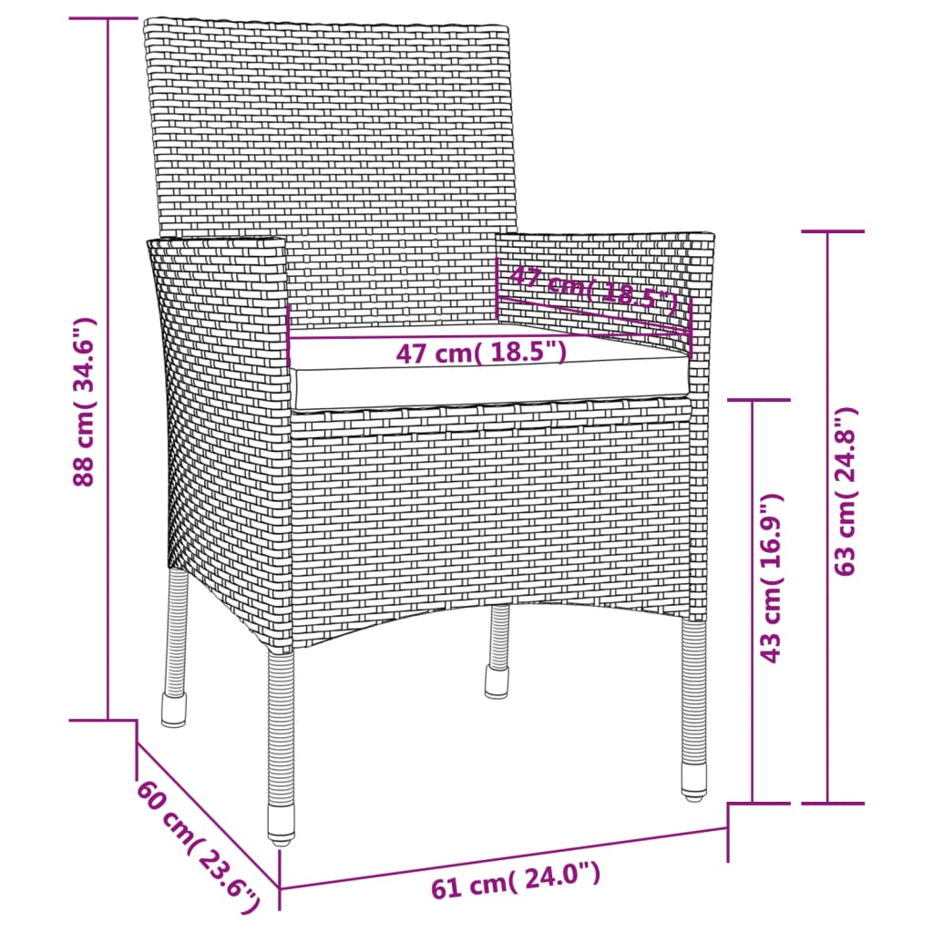 vidaXL Set mobilier de grădină cu perne, 9 piese, negru, poliratan