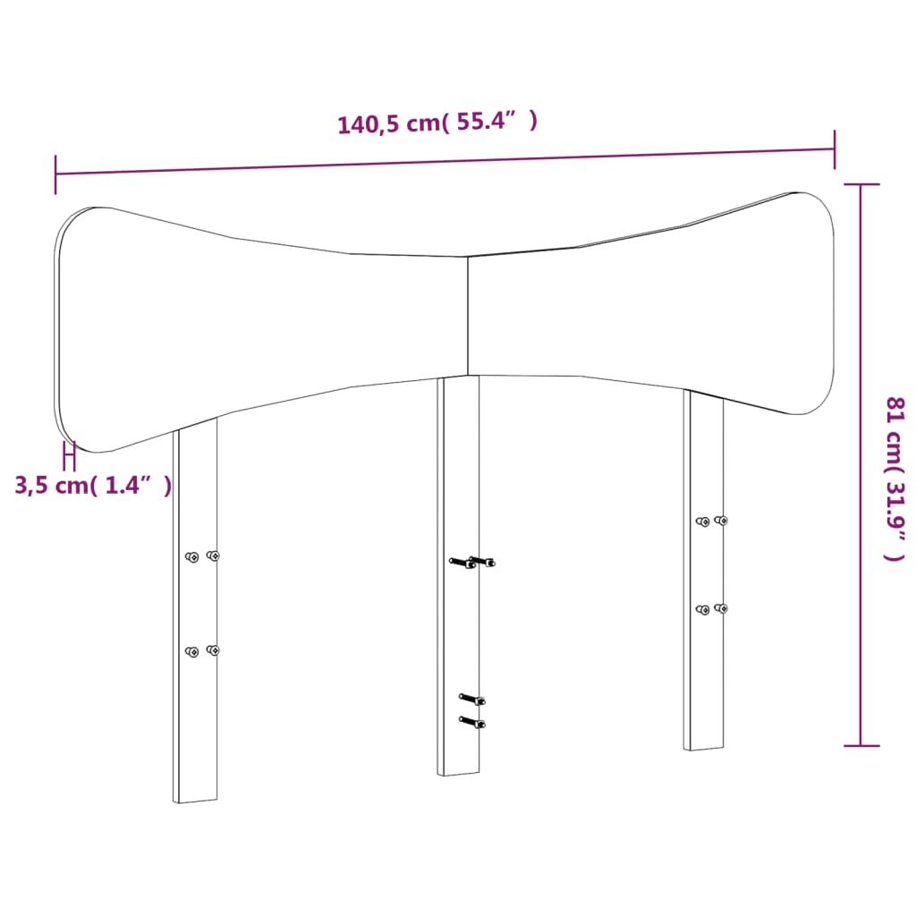 vidaXL Tăblie de pat, alb, 135 cm, lemn masiv de pin