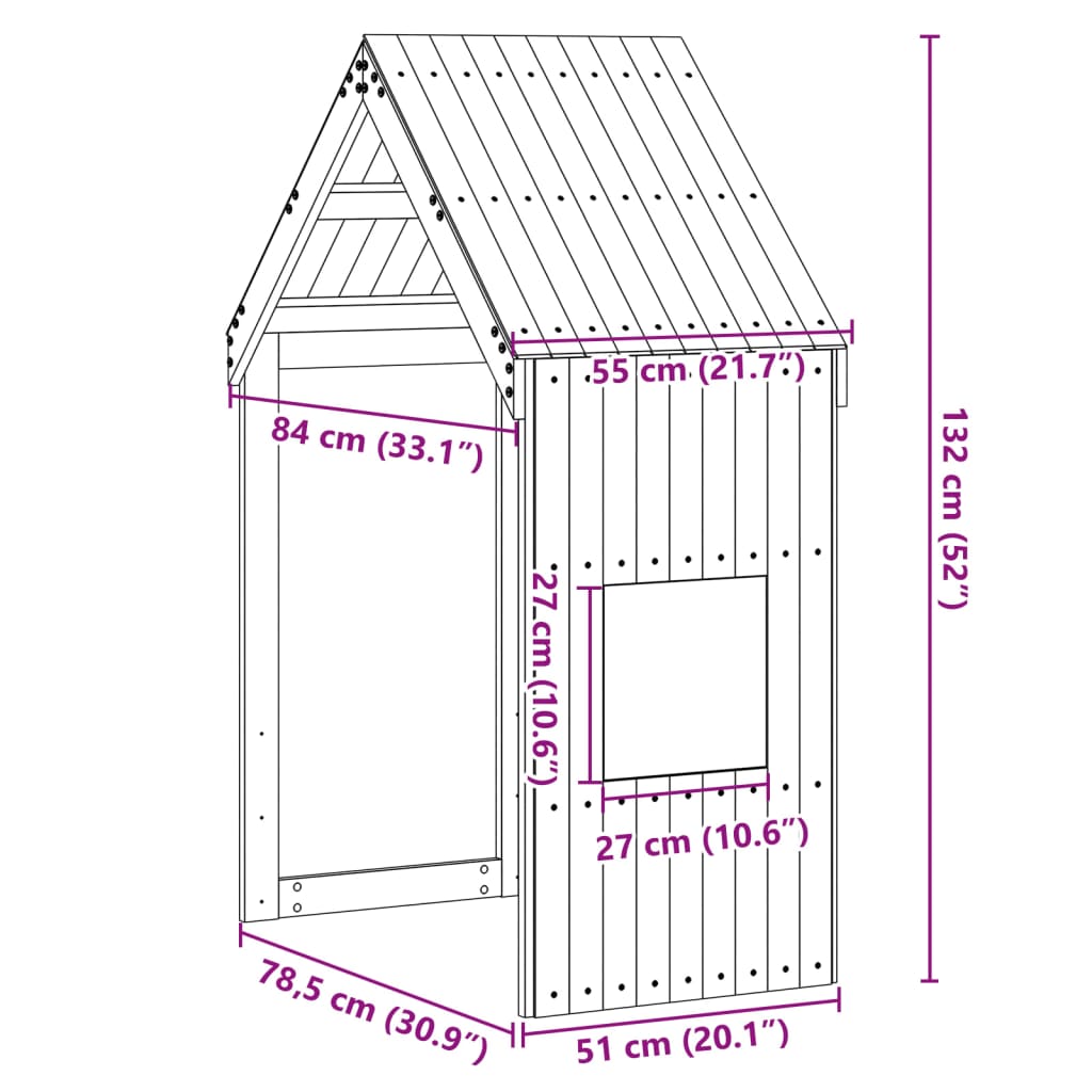 vidaXL Acoperiș Pat Copii 55x84x132 cm Lemn Mass Pin