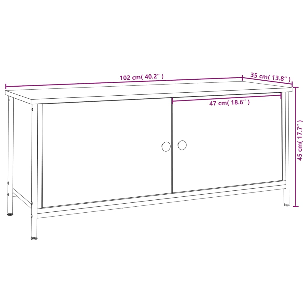 vidaXL Comodă TV cu uși, stejar sonoma, 102x35x45 cm, lemn prelucrat