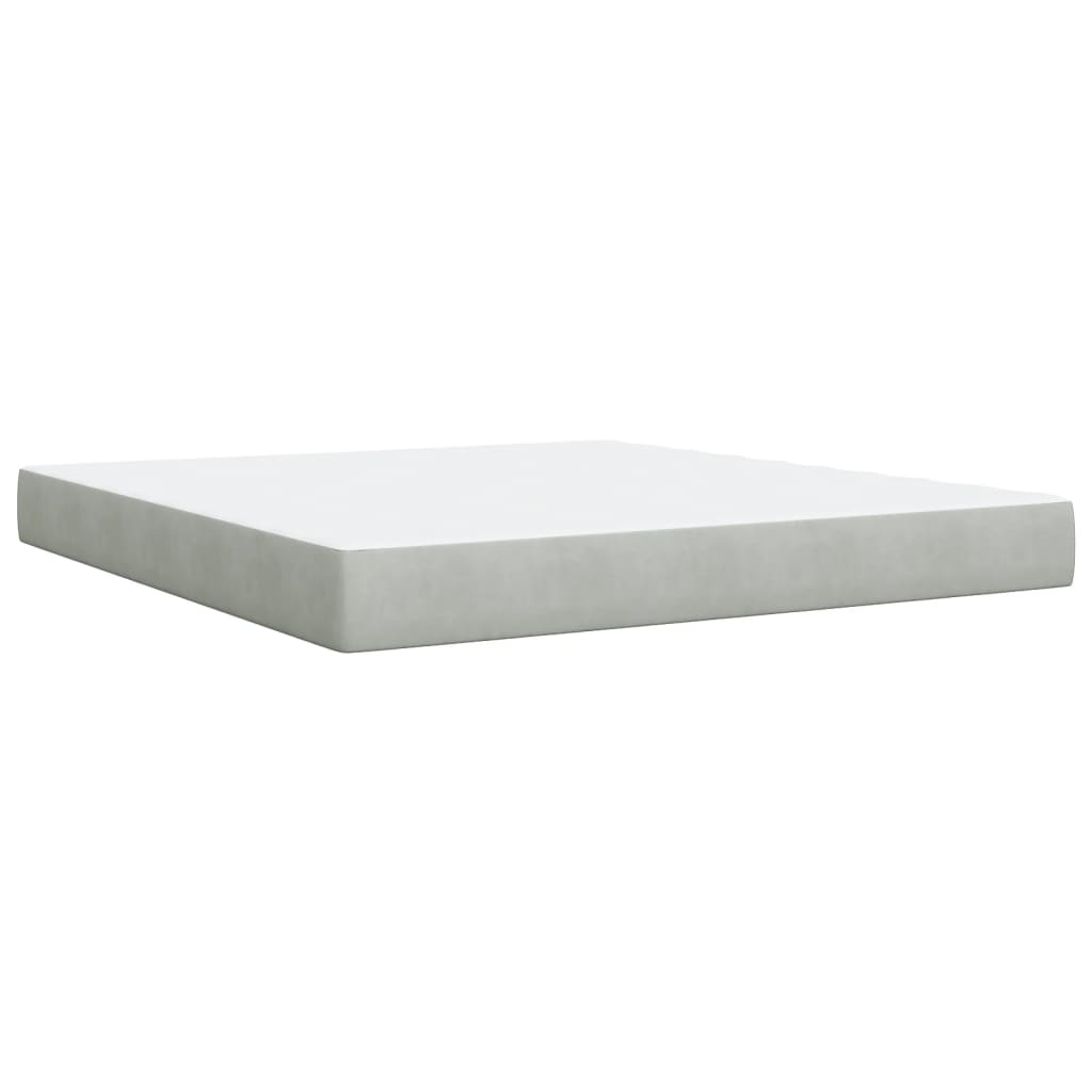 vidaXL Pat box spring cu saltea, gri deschis, 180x200 cm, catifea