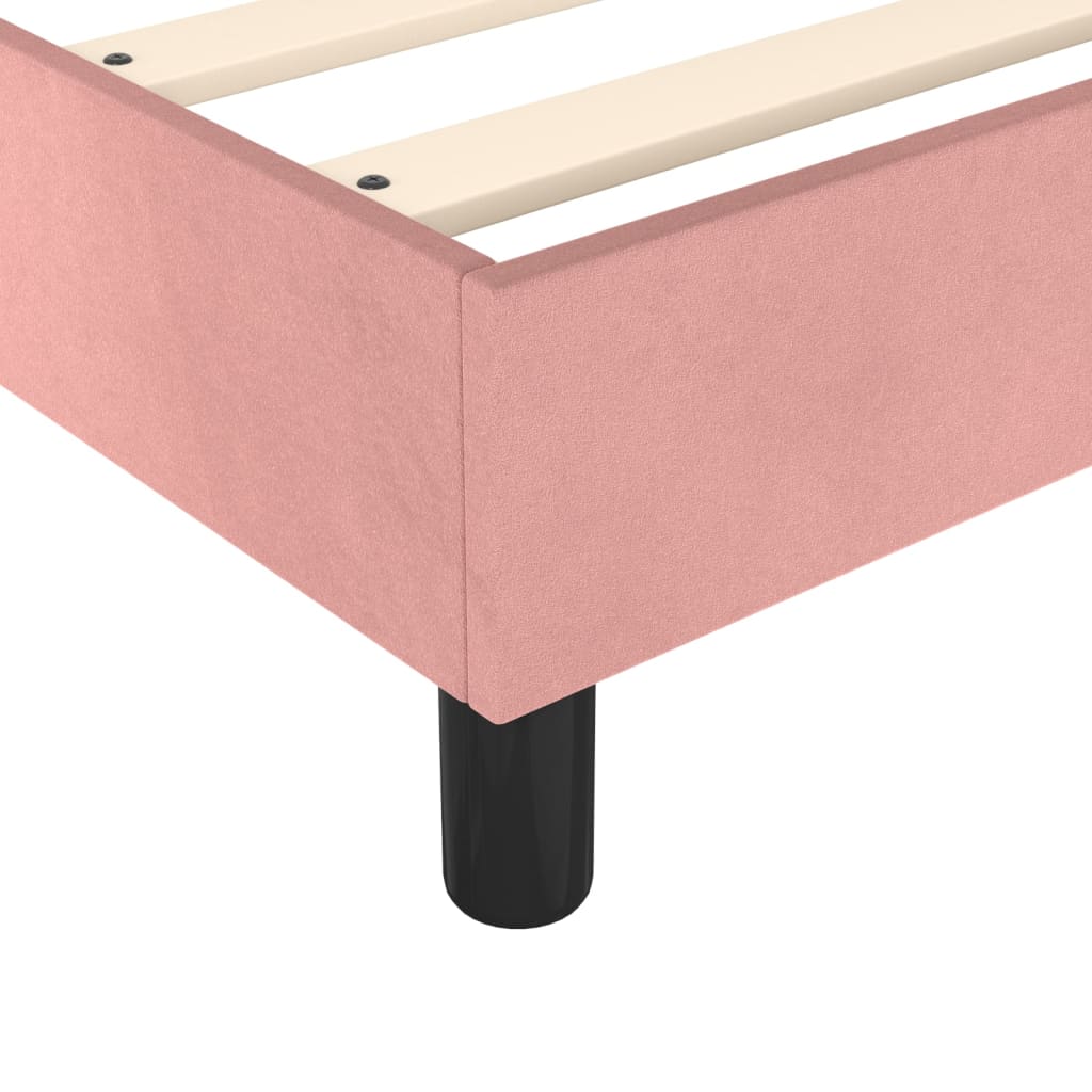 vidaXL Pat box spring cu saltea, roz, 100x200 cm, catifea