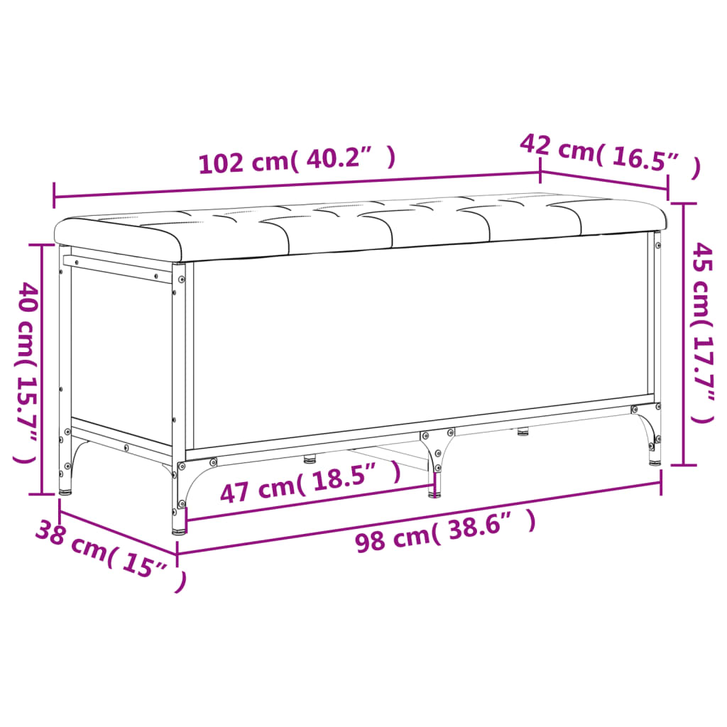 vidaXL Bancă de depozitare stejar sonoma, 102x42x45 cm, lemn prelucrat