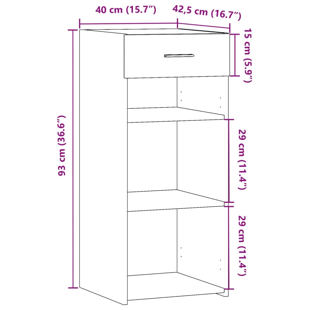 vidaXL Dulap, stejar fumuriu, 40x42,5x93 cm, lemn prelucrat