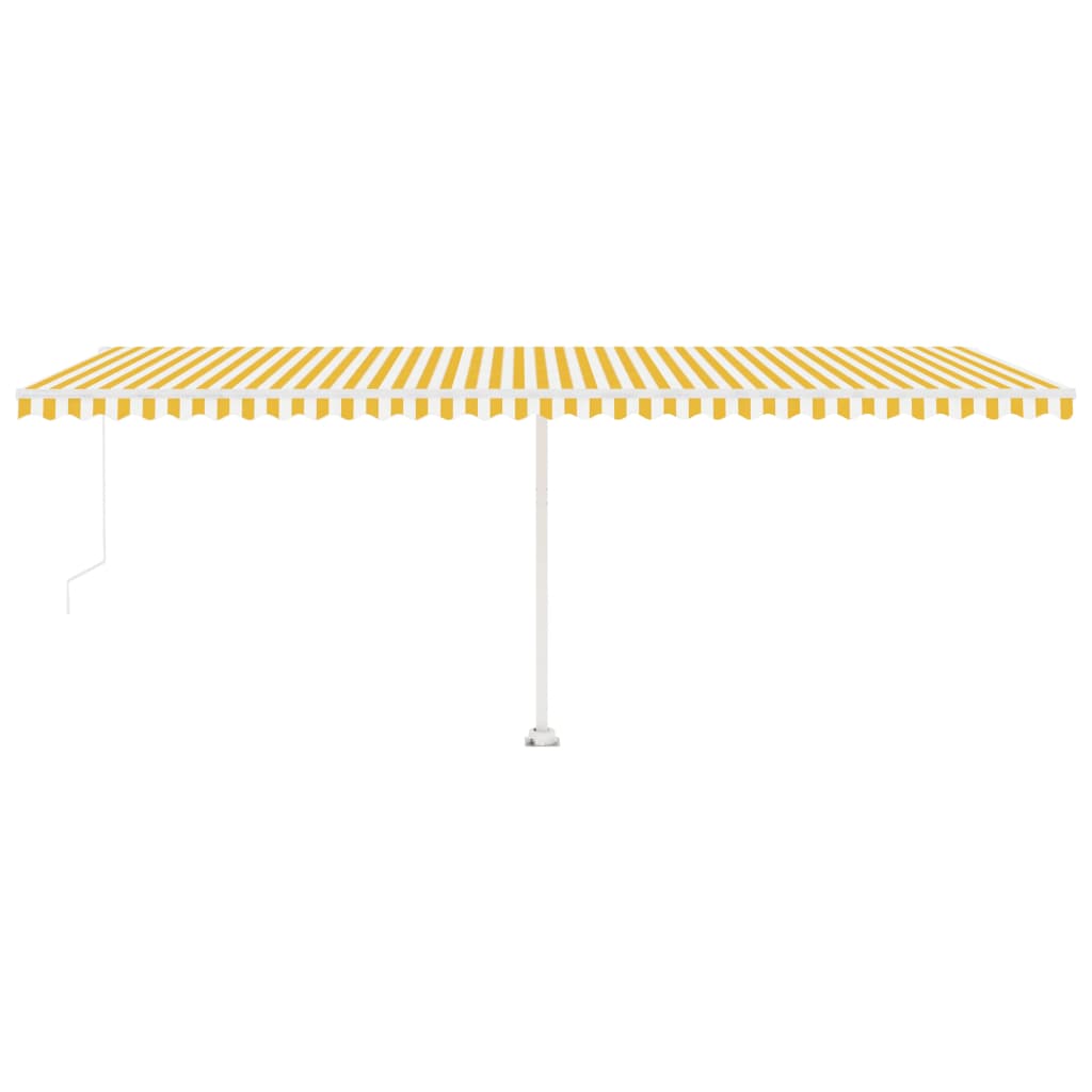 vidaXL Copertină retractabilă manual cu LED, galben și alb, 600x300 cm