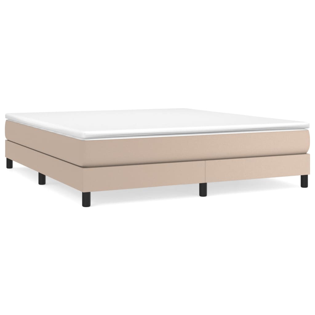 vidaXL Pat box spring cu saltea, cappuccino, 180x200cm piele ecologică