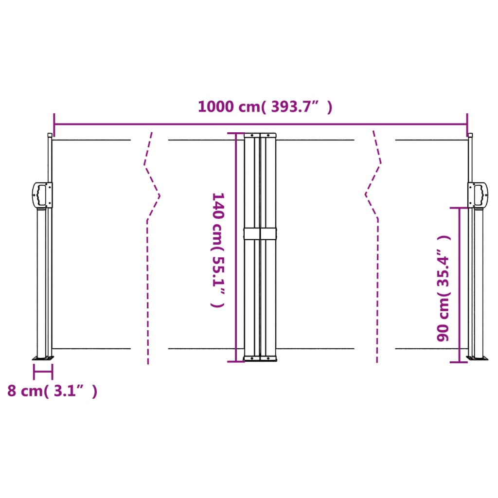 vidaXL Copertină laterală retractabilă, alb, 140 x 1000 cm