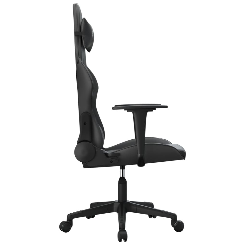 vidaXL Scaun de gaming de masaj, negru, piele ecologică