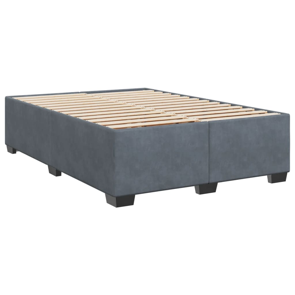 vidaXL Pat box spring cu saltea, gri închis, 160x200 cm, catifea