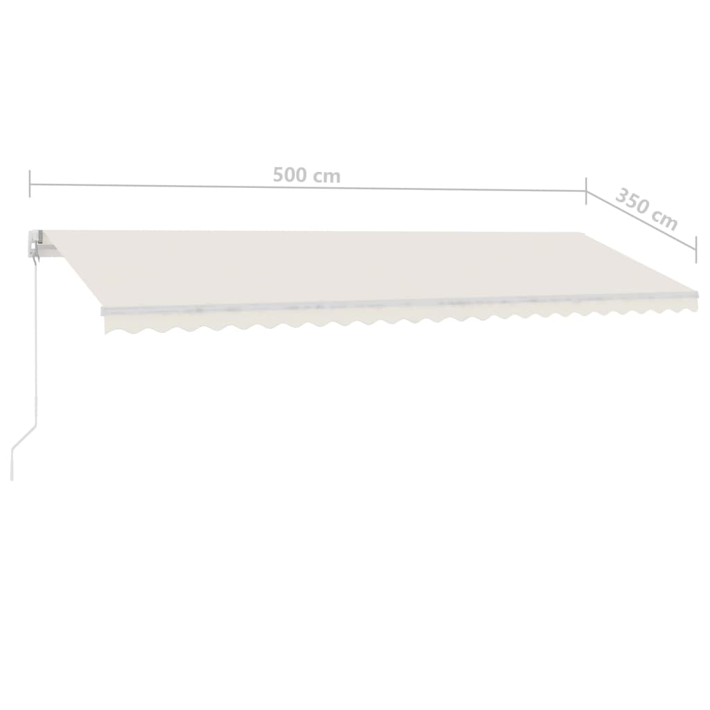 vidaXL Copertină retractabilă manual cu LED, crem, 500x350 cm