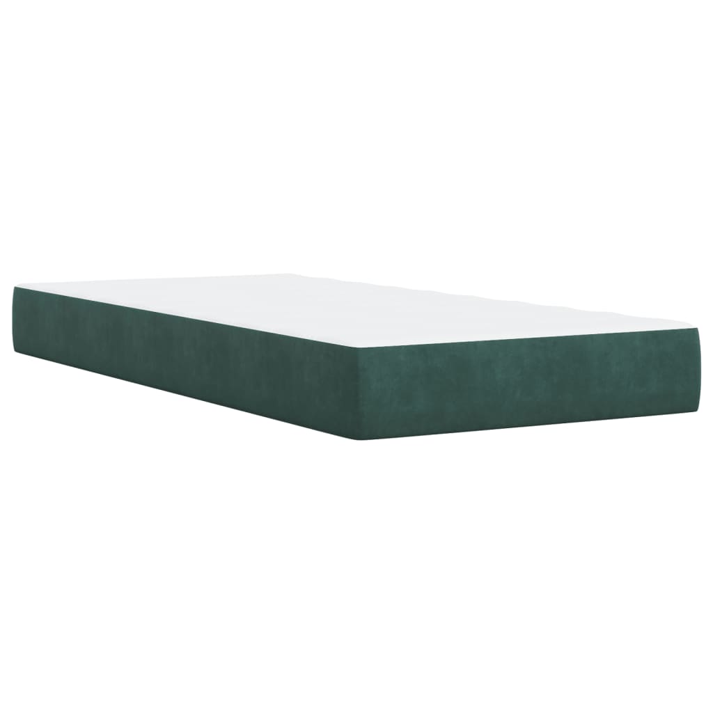 vidaXL Pat box spring cu saltea, verde închis, 100x200 cm, catifea