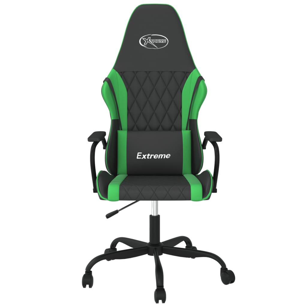 vidaXL Scaun de gaming de masaj, negru și verde, piele ecologică