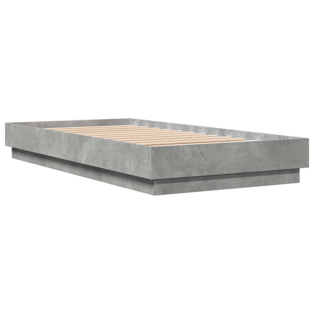 vidaXL Cadru de pat, gri beton, 75x190 cm, lemn prelucrat