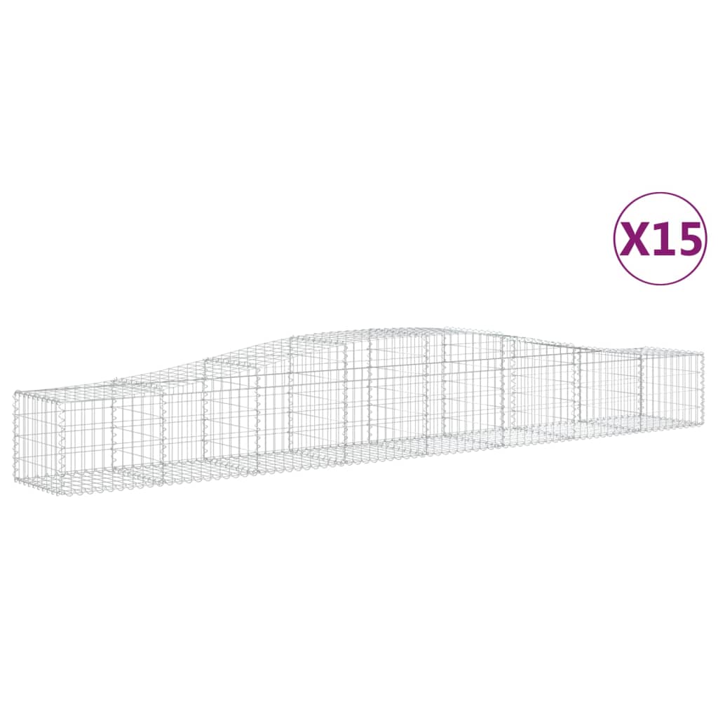 vidaXL Coșuri gabion arcuite 15 buc, 400x50x40/60 cm, fier galvanizat