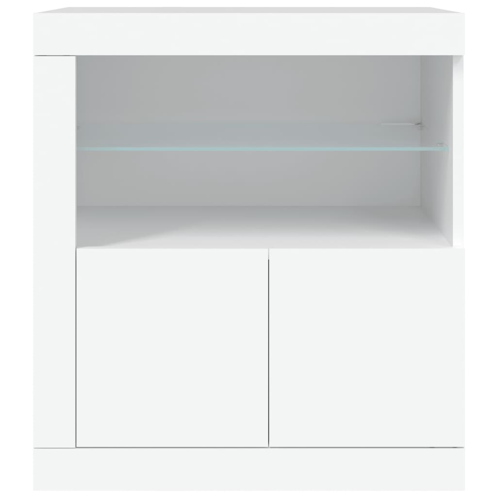 vidaXL Servantă cu lumini LED, alb, 60,5x37x67 cm