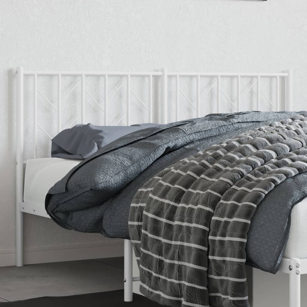 vidaXL Tăblie de pat metalică, alb, 150 cm
