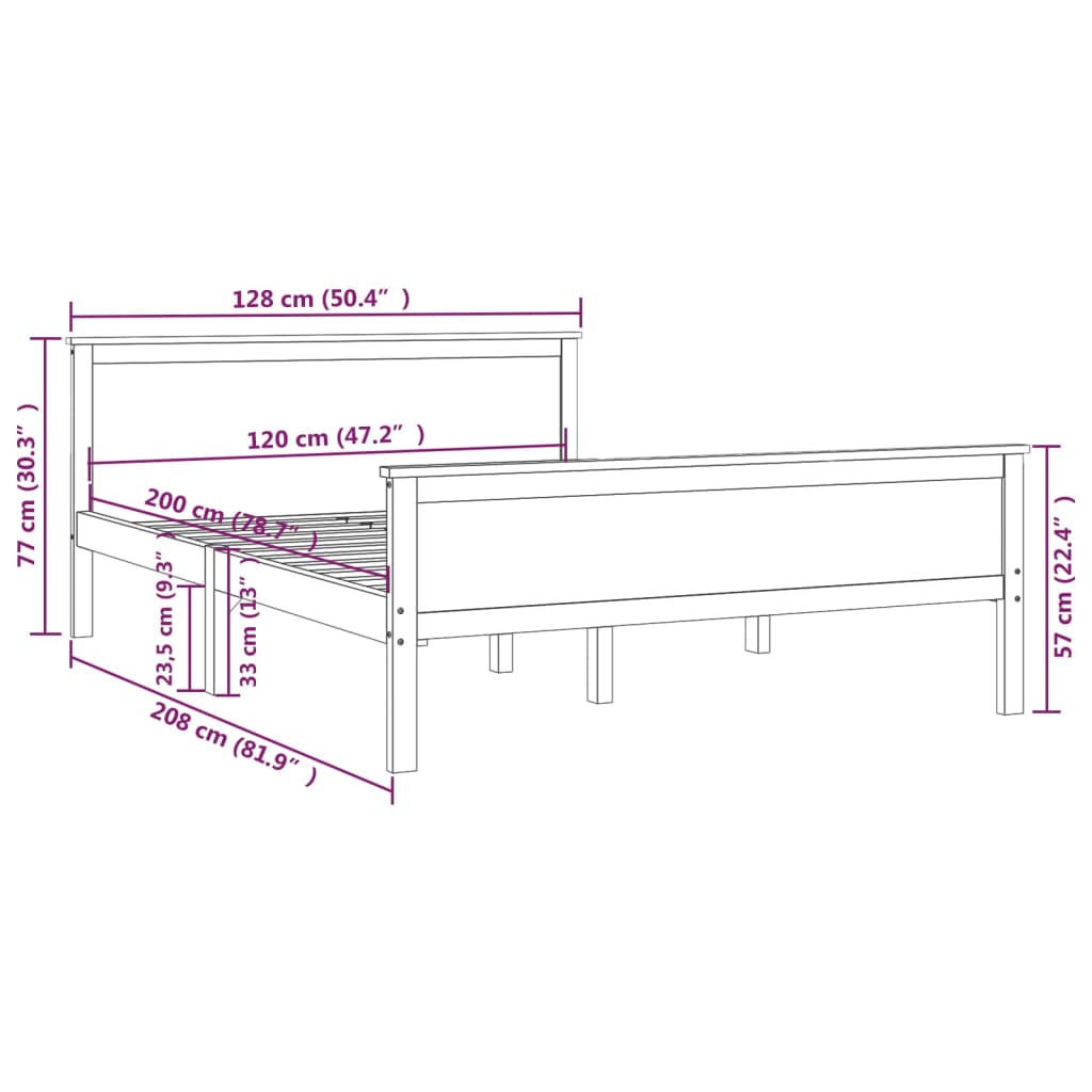 vidaXL Cadru de pat, maro miere, 120x200 cm, lemn masiv de pin