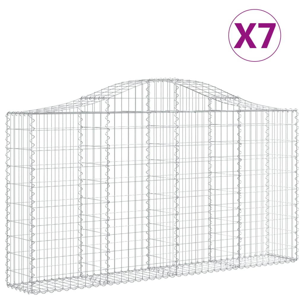 vidaXL Coșuri gabion arcuite 7 buc, 200x30x100/120 cm fier galvanizat