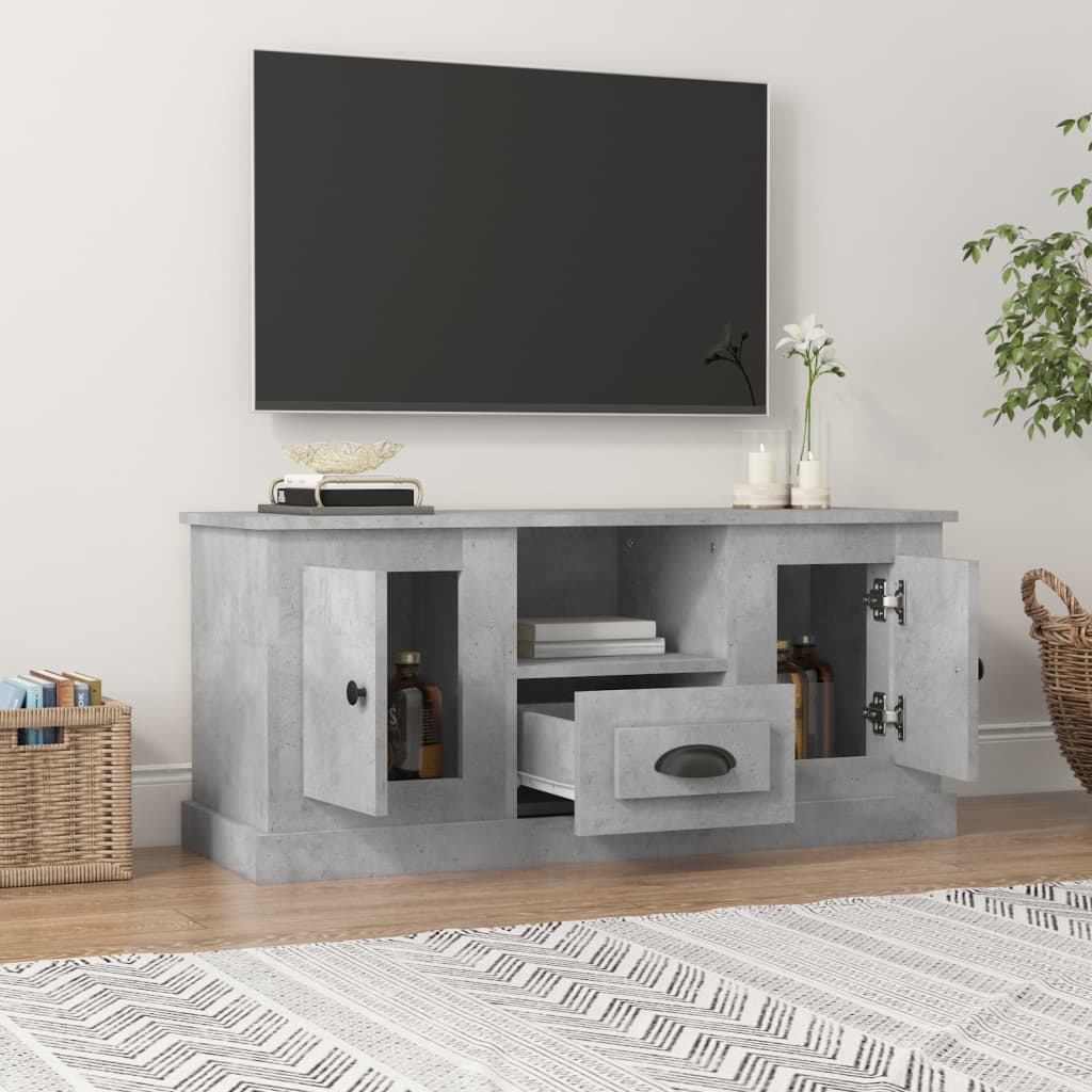 vidaXL Comodă TV, gri beton, 100x35,5x45 cm, lemn prelucrat
