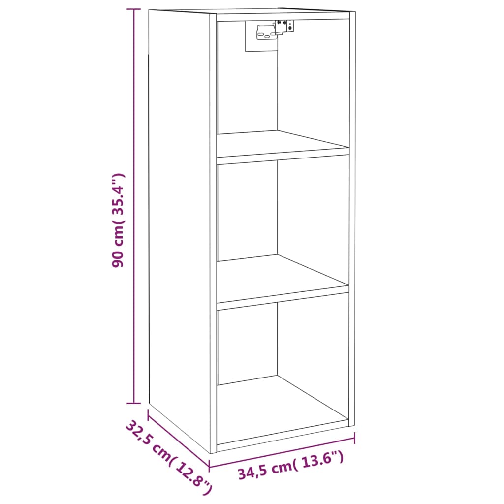 vidaXL Dulap de perete, gri beton, 34,5x32,5x90 cm, lemn compozit