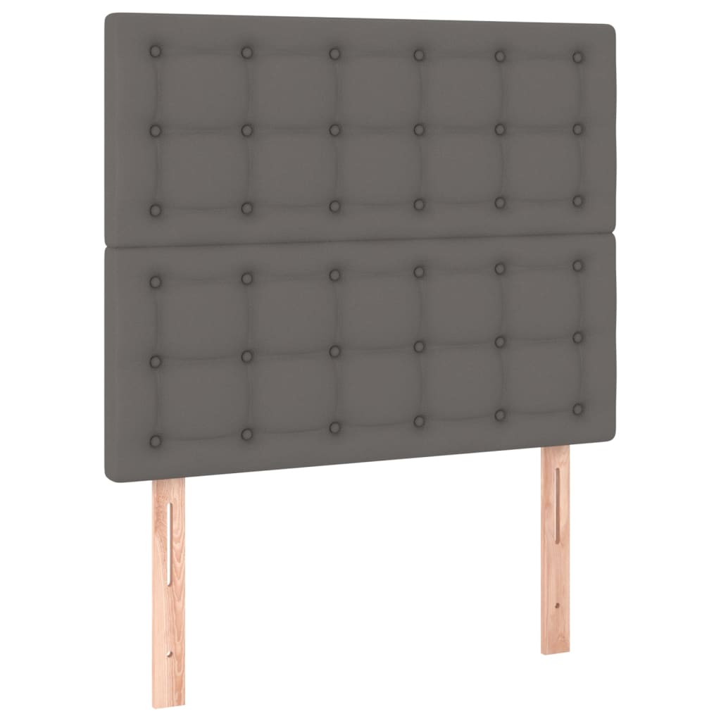 vidaXL Pat box spring cu saltea, gri, 100x200 cm, piele ecologică