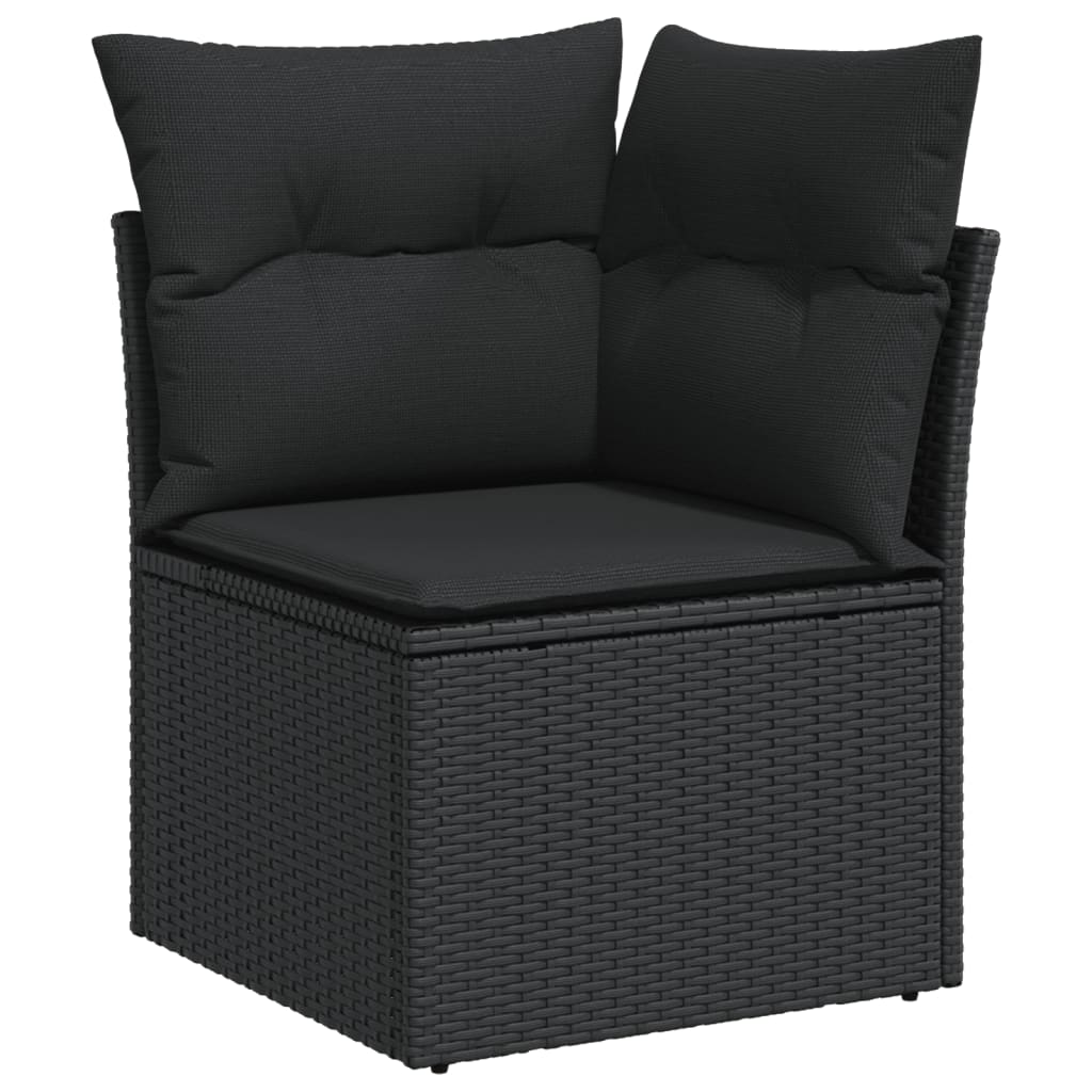 vidaXL Set mobilier de grădină cu perne, 14 piese, negru, poliratan