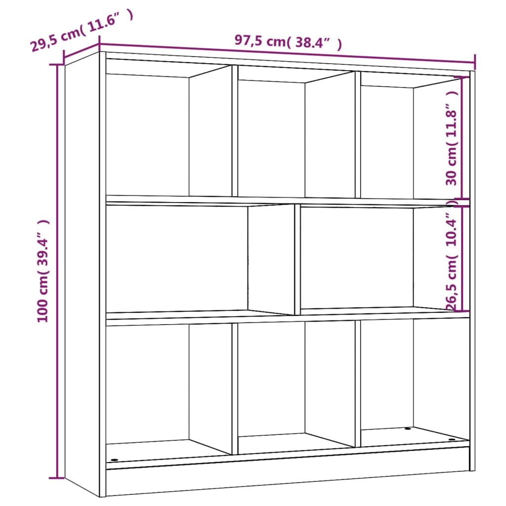 vidaXL Bibliotecă, gri sonoma, 97,5x29,5x100 cm, lemn prelucrat