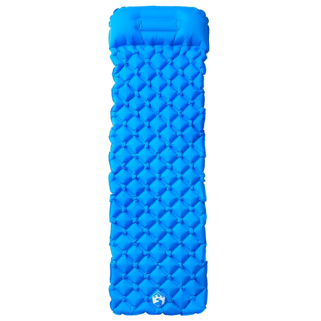 vidaXL Saltea de camping gonflabilă cu pernă, 1 persoană, albastru