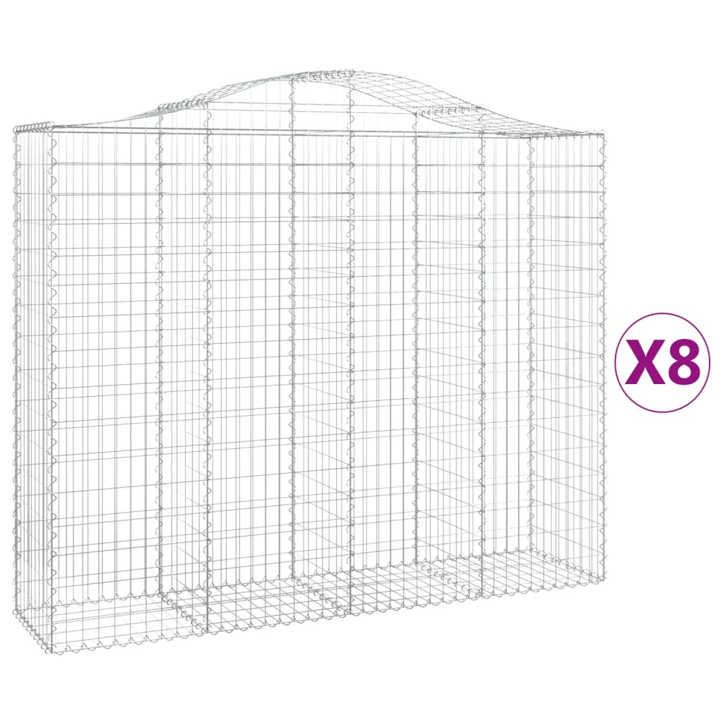 vidaXL Coșuri gabion arcuite 8 buc, 200x50x160/180 cm, fier galvanizat