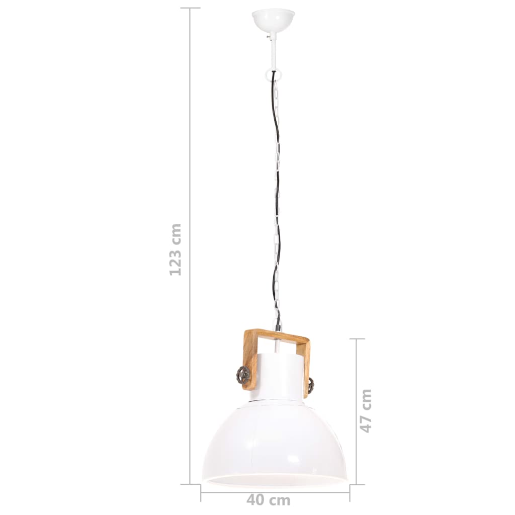 vidaXL Lampă suspendată industrială, 25 W, alb, 40 cm, E27, rotund