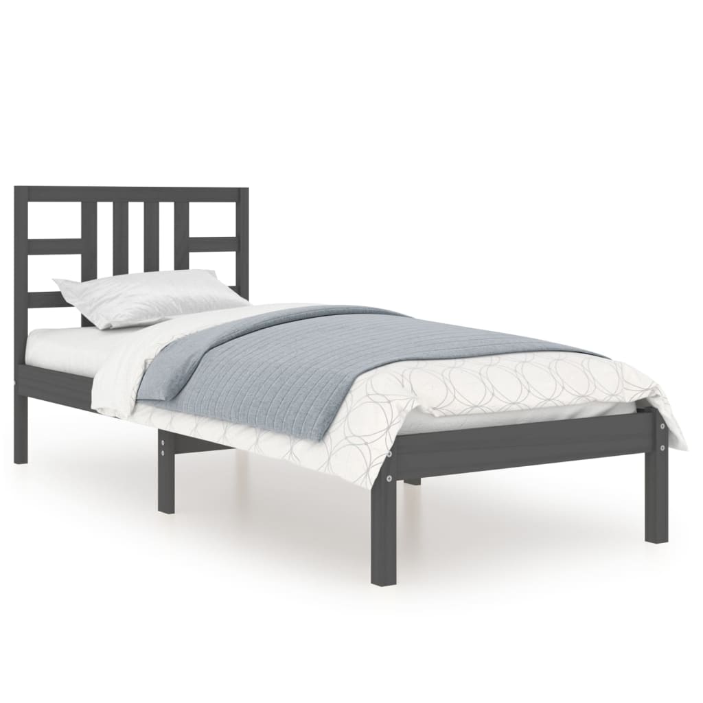 vidaXL Cadru de pat single, negru, 90x190 cm, lemn masiv