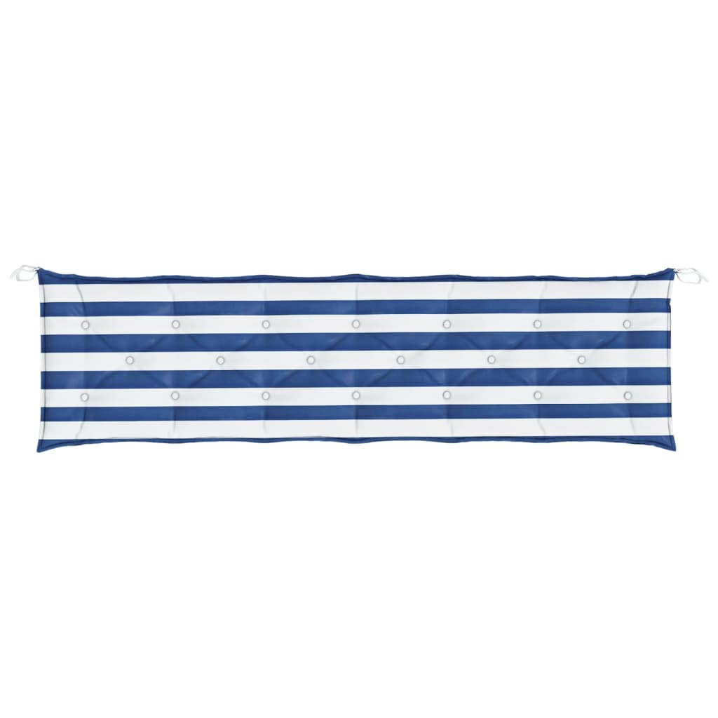 vidaXL Perne bancă, 2 buc, dungi albastre și albe, 200x50x7 cm, textil