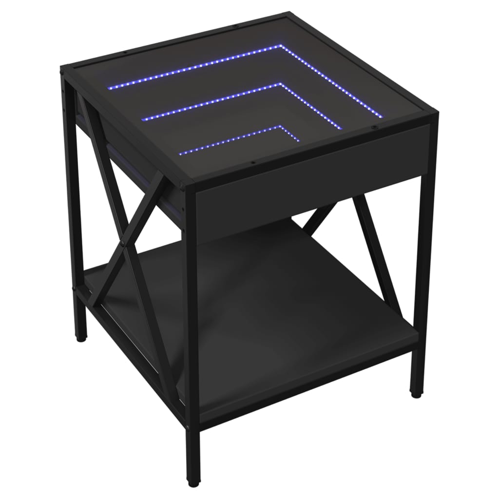 vidaXL Măsuță de cafea cu LED infinity, negru, 40x40x49 cm