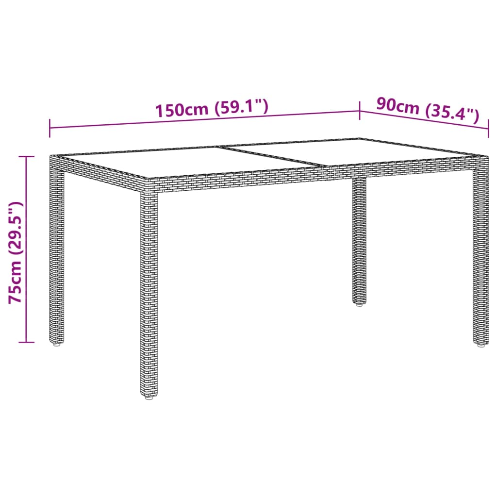 vidaXL Set mobilier grădină, 5 piese, negru, poliratan/sticlă tratată