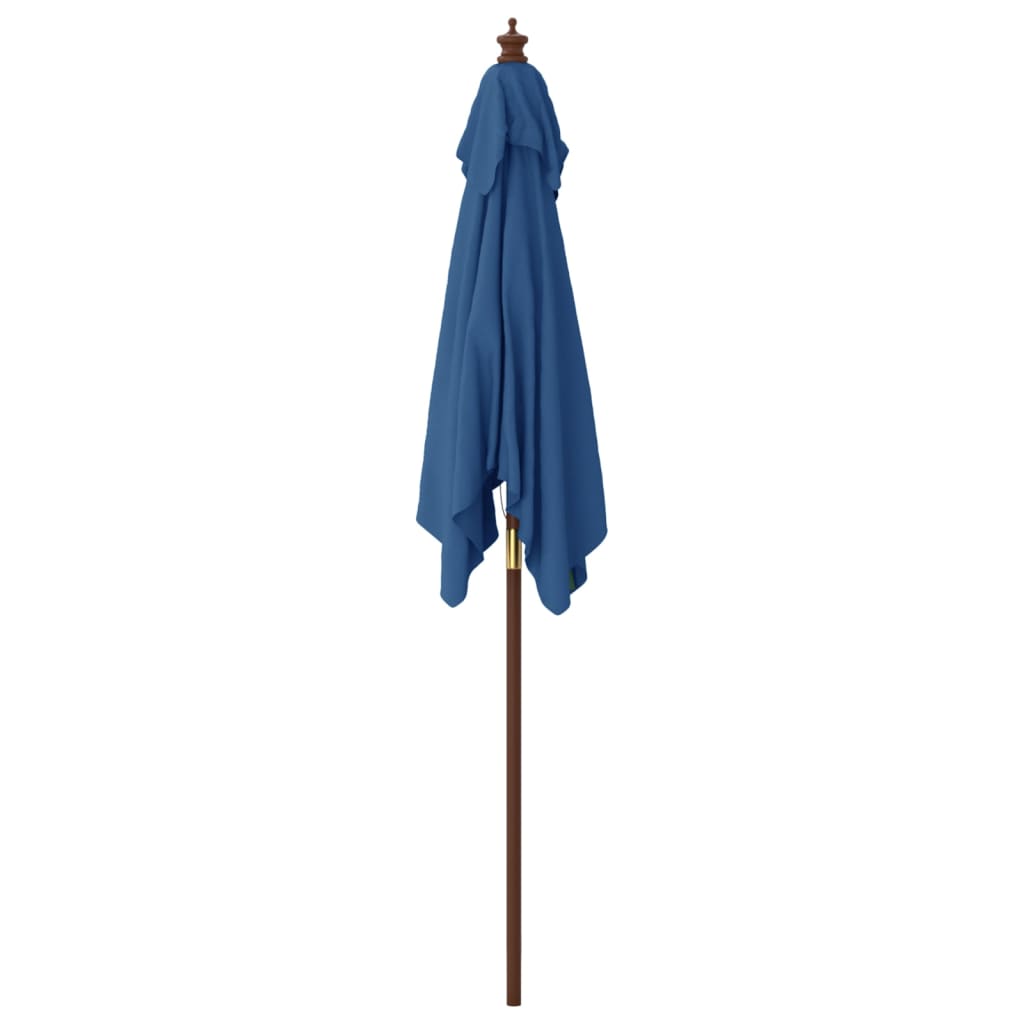 vidaXL Umbrelă de grădină stâlp din lemn, albastru azur 198x198x231 cm