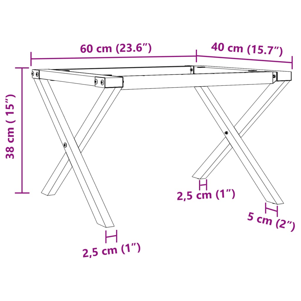 vidaXL Picioare Măsuță de cafea X-Frame 60x40x38 cm Fontă