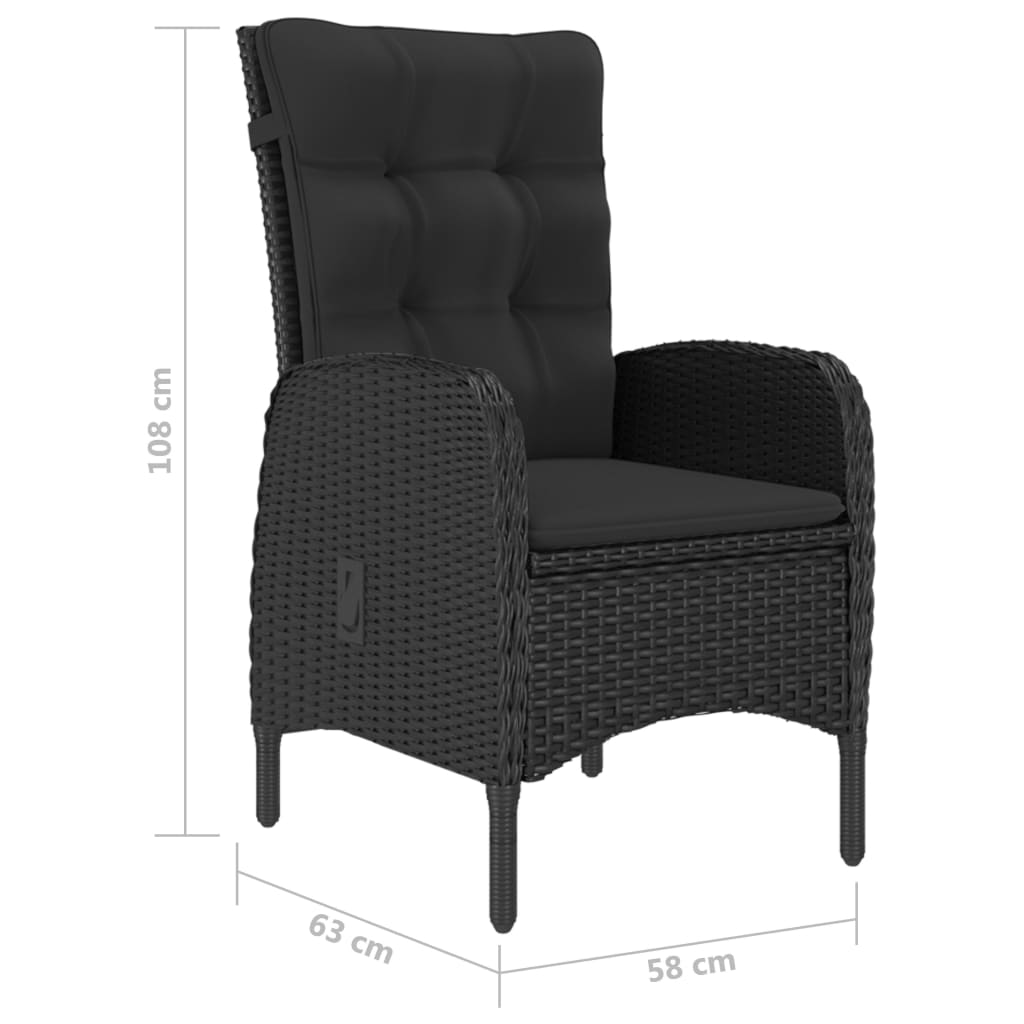 vidaXL Set mobilier de grădină, 9 piese, negru