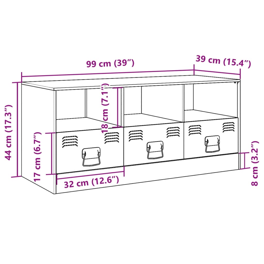 vidaXL Comodă TV, antracit, 99x39x44 cm, oțel