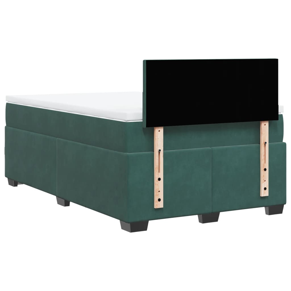 vidaXL Pat box spring cu saltea, verde închis, 120x200 cm, catifea